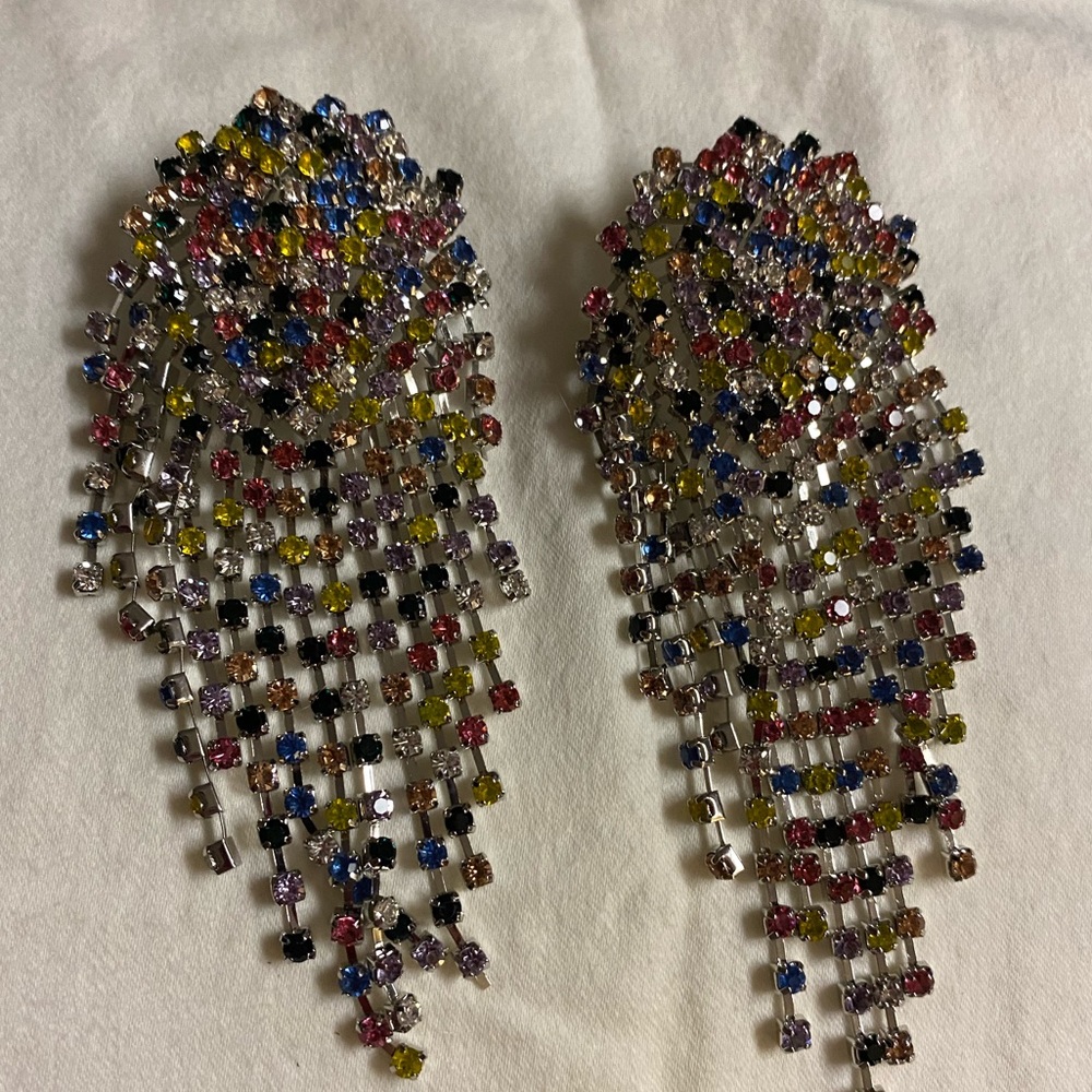 Chandelier Earrings Multi-Color Stones